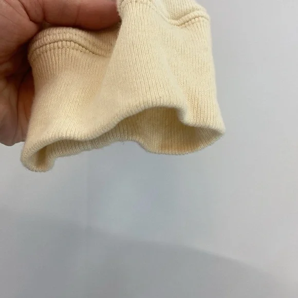 Cream Ruffle Trim Long Sleeve Sweater Top Dress up or down Size S 100% Cotton - Picture 6 of 12